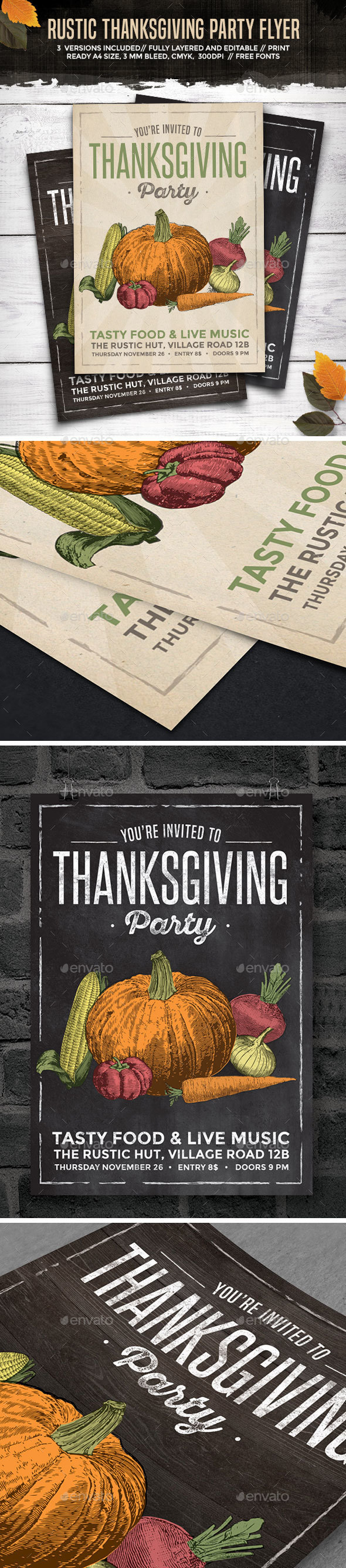Rustic Thanksgiving Party Flyer