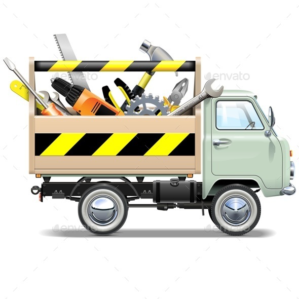 Retro Truck with Toolbox - Industries Business