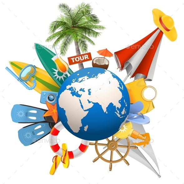 Beach Concept with Globe - Travel Conceptual