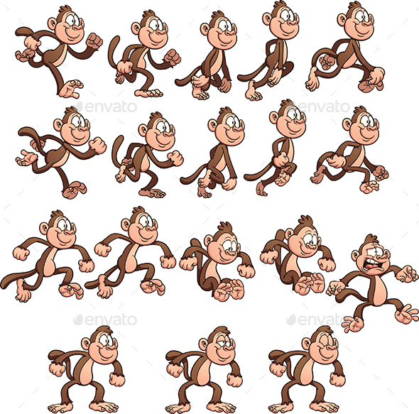 Cartoon Monkey - Sprites Game Assets
