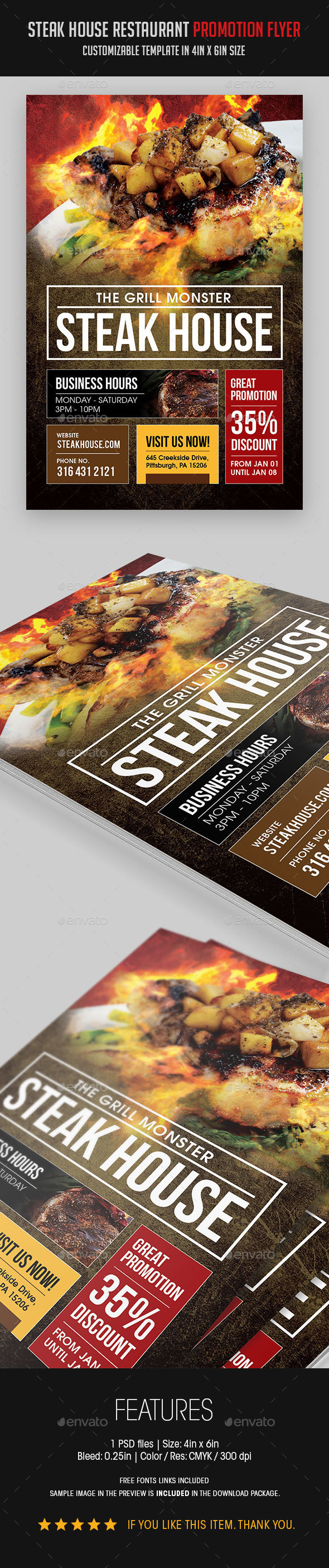 Steak House BBQ Restaurant Flyer