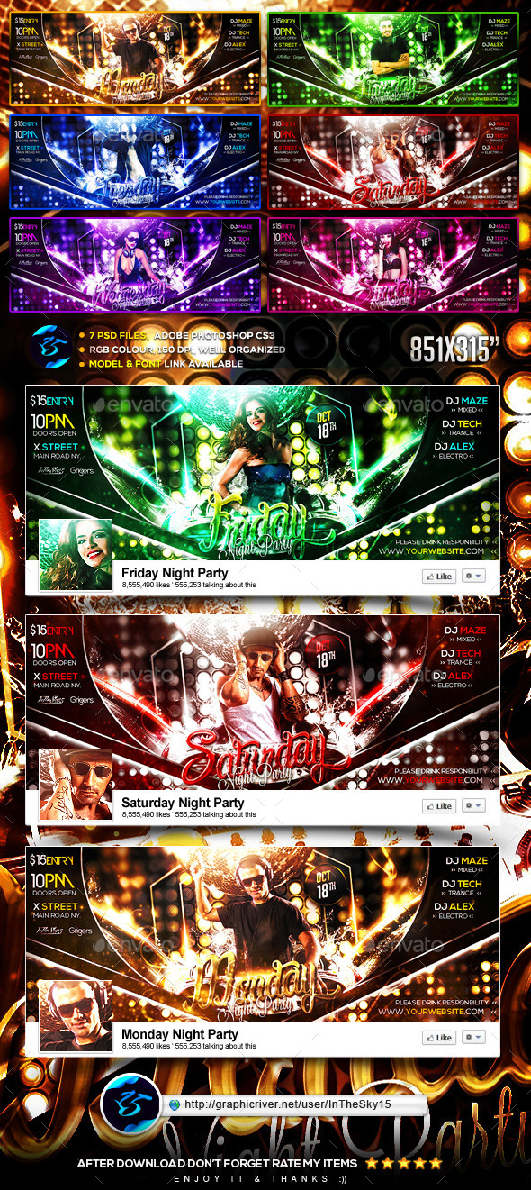 7 Day Night Party FB Timeline Cover - Facebook Timeline Covers Social Media