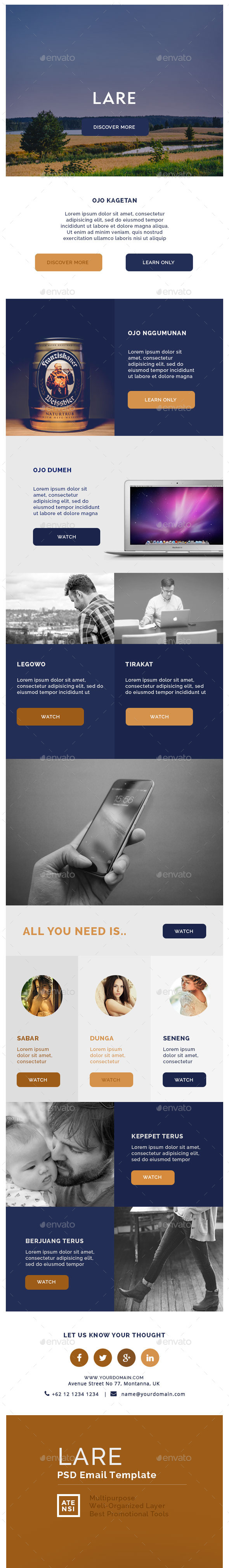Lare Multipurpose Email Template - E-newsletters Web Elements