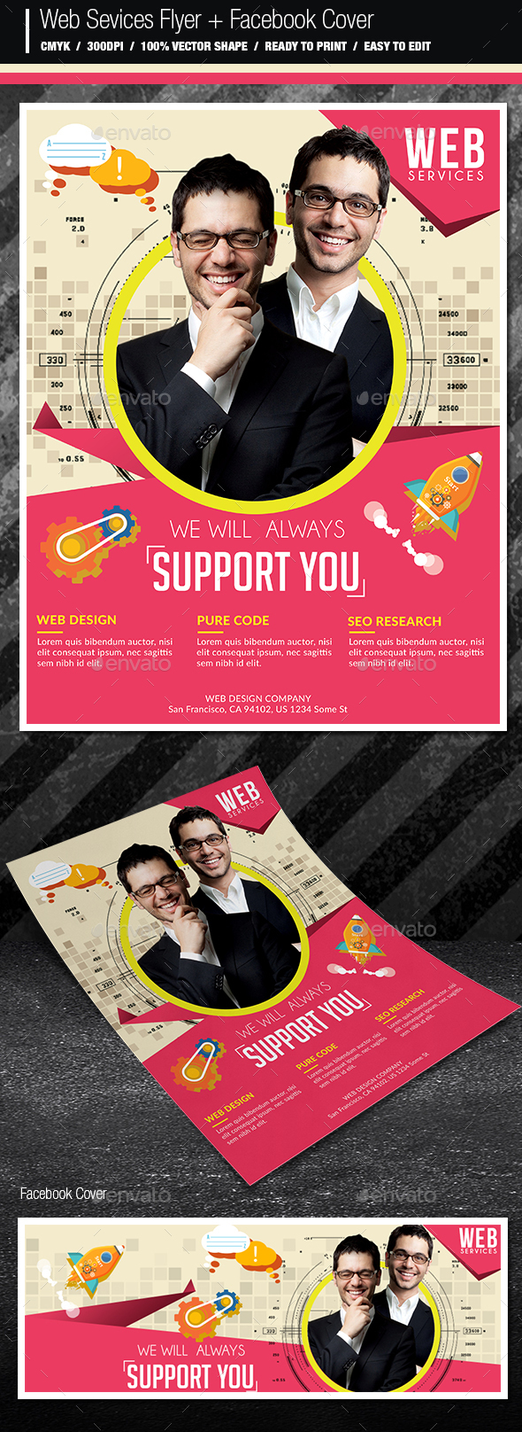 Web Services Flyer And Facebook Cover - Corporate Flyers
