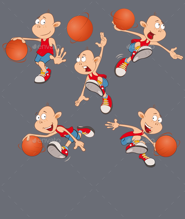 Vector Illustration of Little Basketball Players - Sports/Activity Conceptual