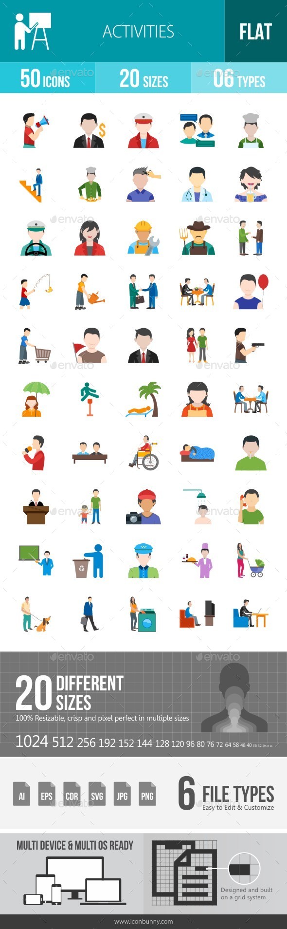 Activities Flat Multicolor Icons - Icons