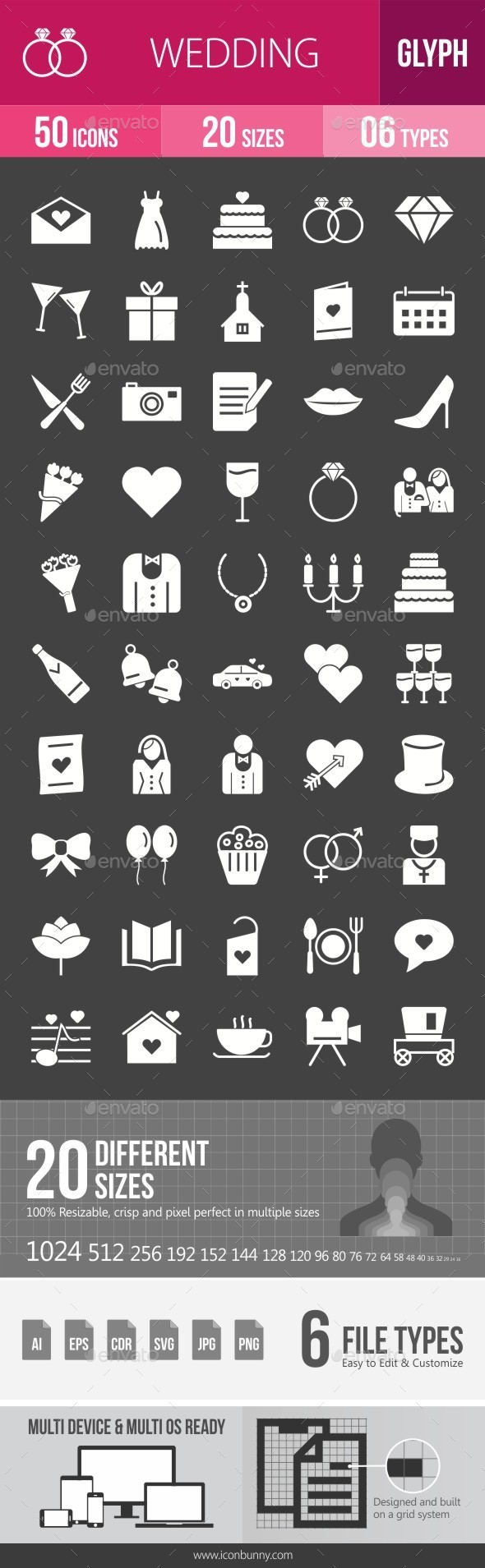 Wedding Glyph Inverted Icons - Icons
