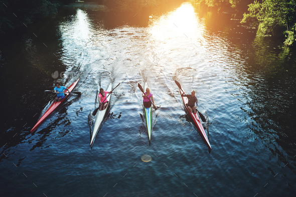Team of rowing people - Stock Photo - Images