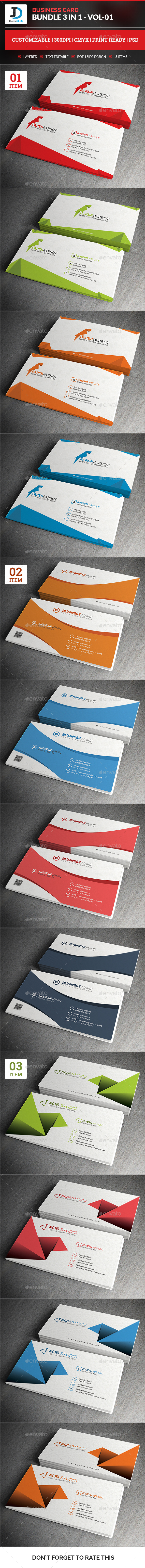 Business Card Bundle 3 in 1 - Vol-1 - Corporate Business Cards