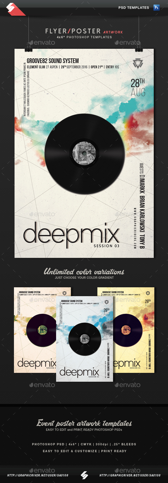 Deep Mix 3 - Party Flyer Artwork Template - Clubs & Parties Events
