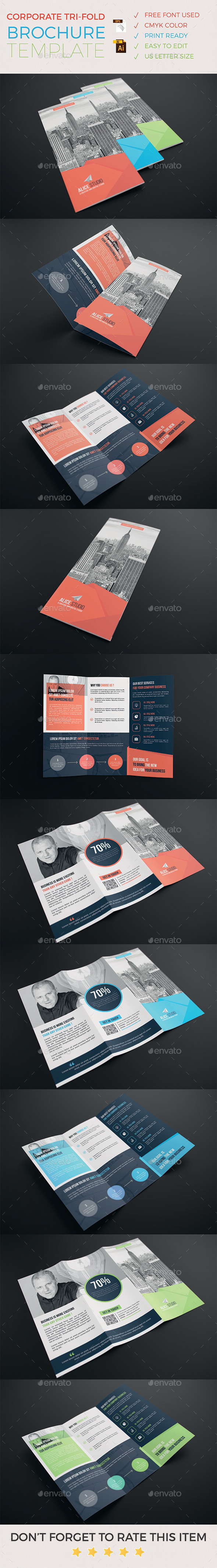 Corporate Tri-Fold Brochure Template - Corporate Brochures