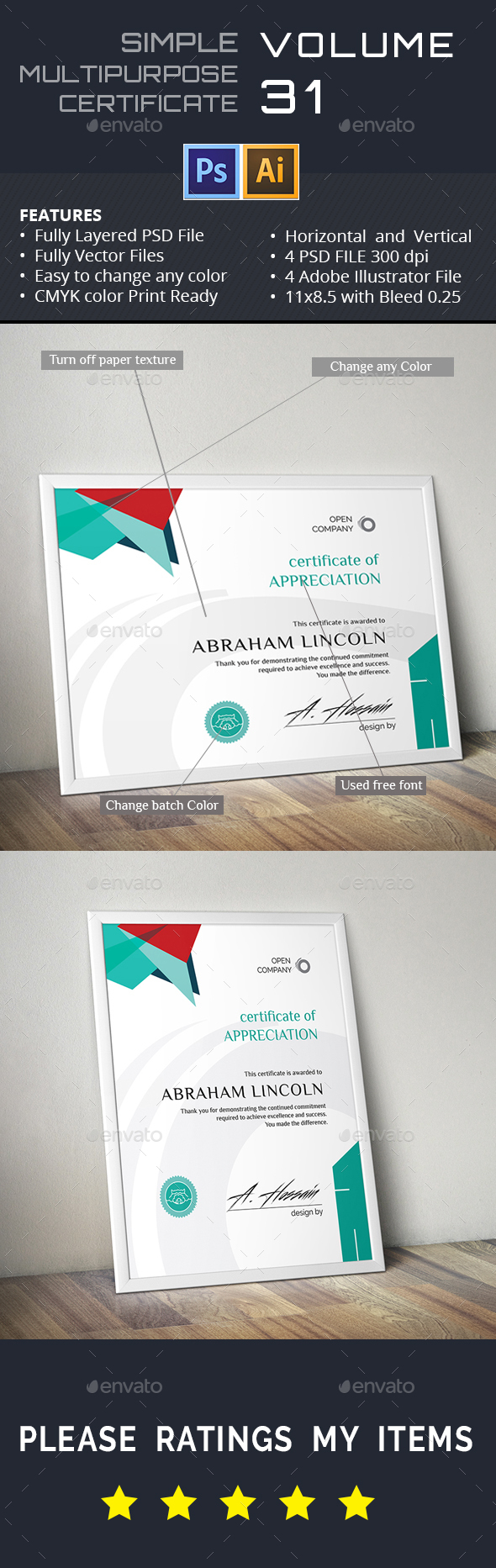 Easy Simple Multipurpose Certificate GD031 - Certificates Stationery