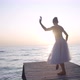 Wide Shot Confident Graceful Young Woman in Tutu and Pointies Performing in Slow Motion on the Right - VideoHive Item for Sale