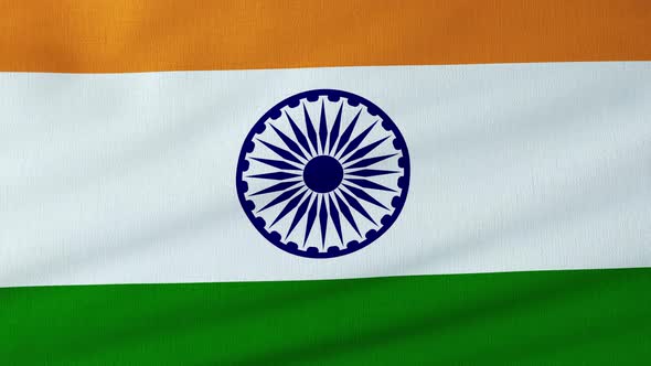 Waving Indian flag. India waved flag close up.