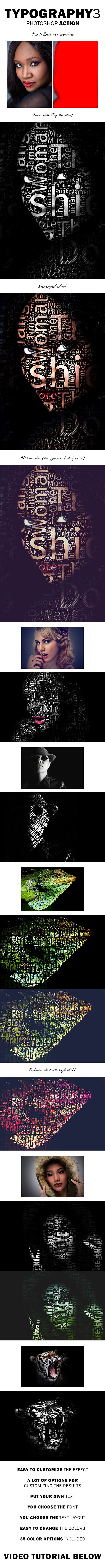 Typography 3 Photoshop Action - Photo Effects Actions