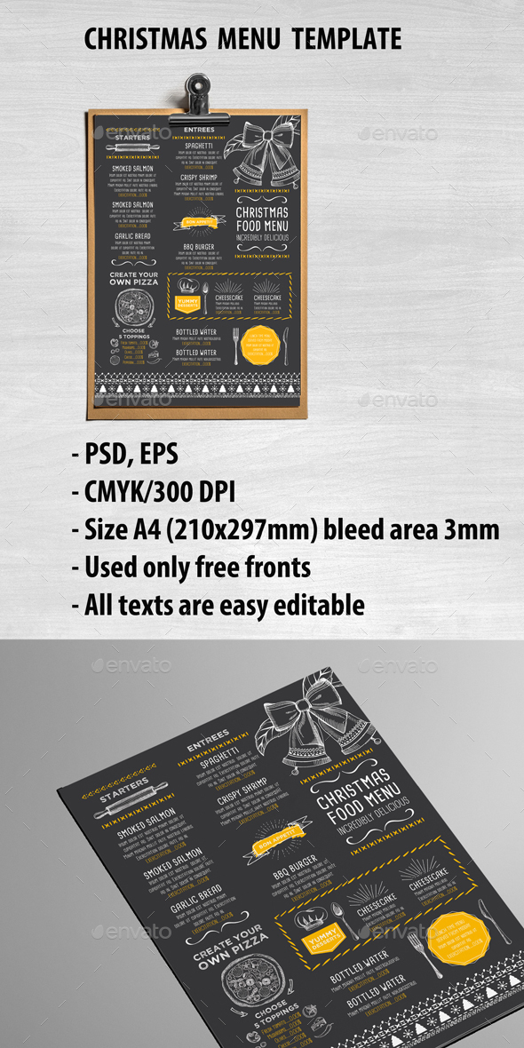 Christmas Restaurant Template - Food Menus Print Templates