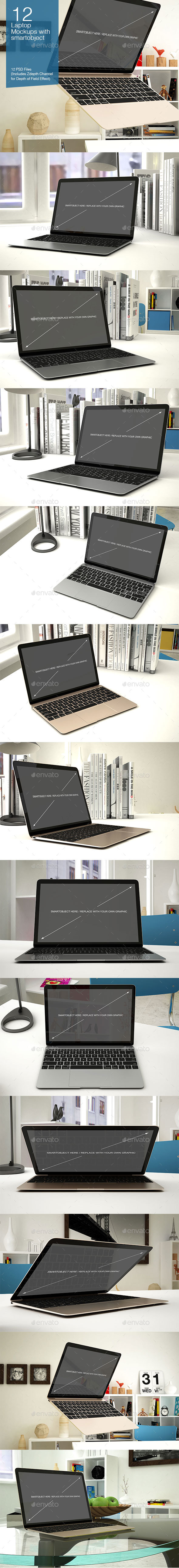Laptop Mockup 12 Poses - Laptop Displays