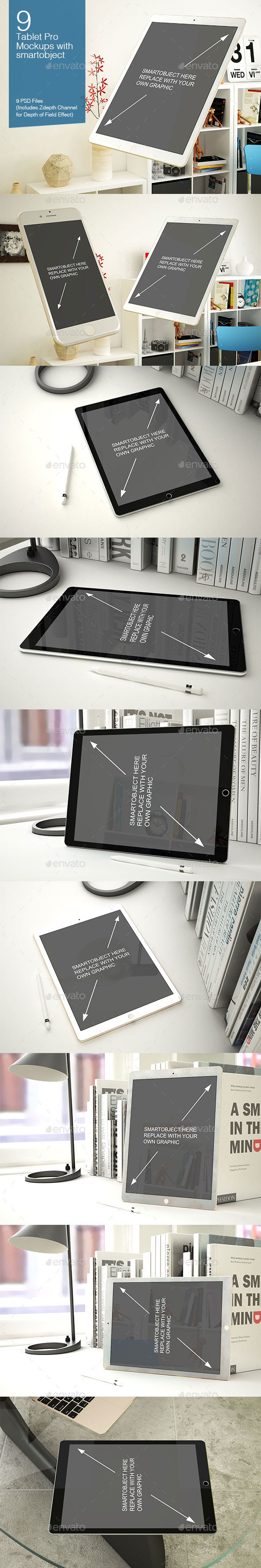 Tablet Mockup 9 Poses - Mobile Displays