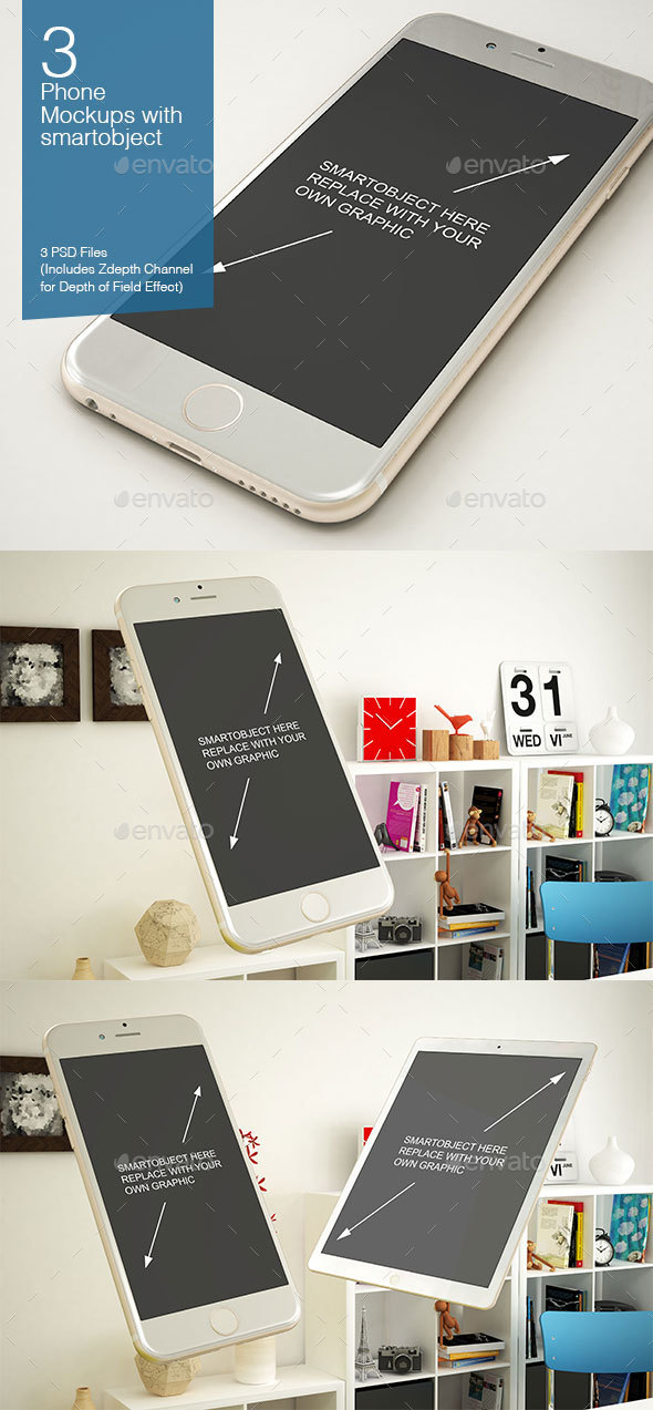 Phone Mockup 3 Poses - Mobile Displays