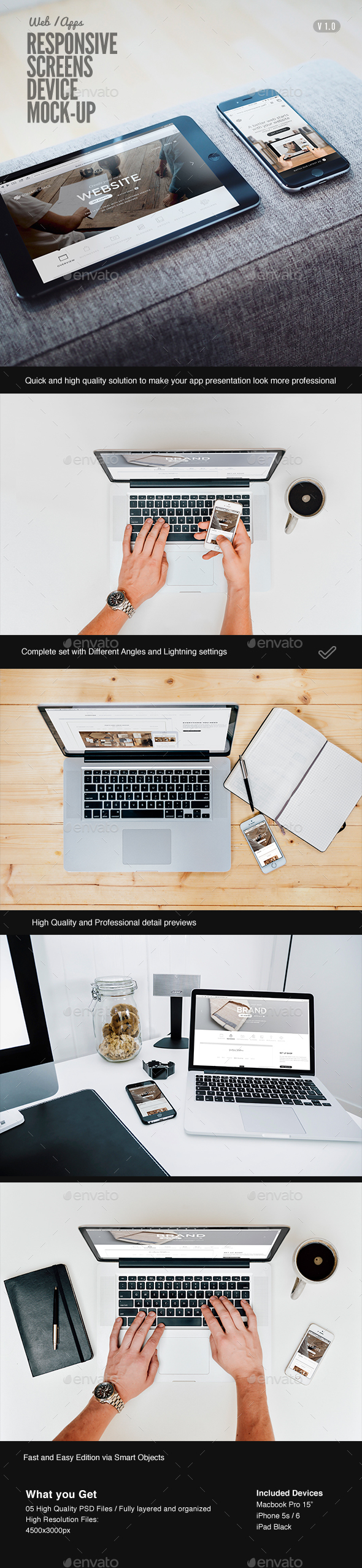 Responsive Screens Device Mock-Up - Multiple Displays