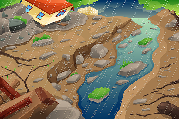 Monsoon Rain Resulting in Flood and Mudslide - Nature Conceptual