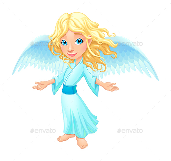 Smiling Angel with Wings - Characters Vectors