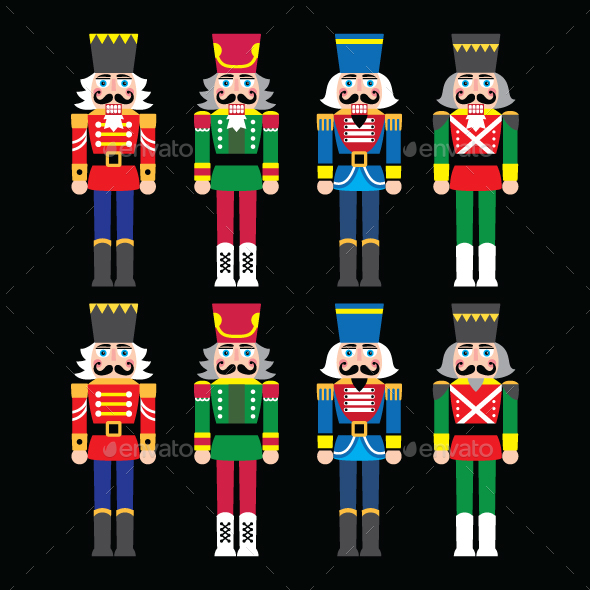 Christmas Nutcracker - soldier figurine icons set - Christmas Seasons/Holidays