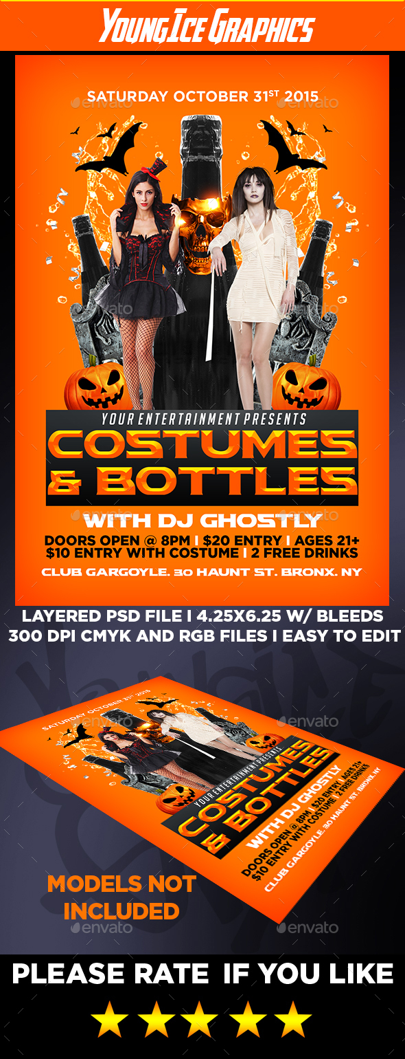 Costumes And Bottles Flyer Template - Clubs & Parties Events