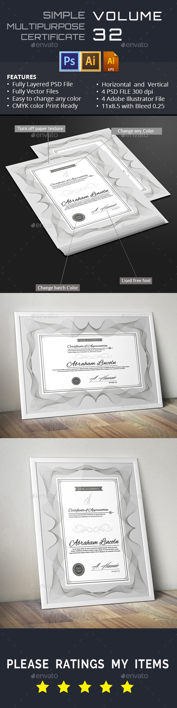 Simple Certicates GD032 - Certificates Stationery