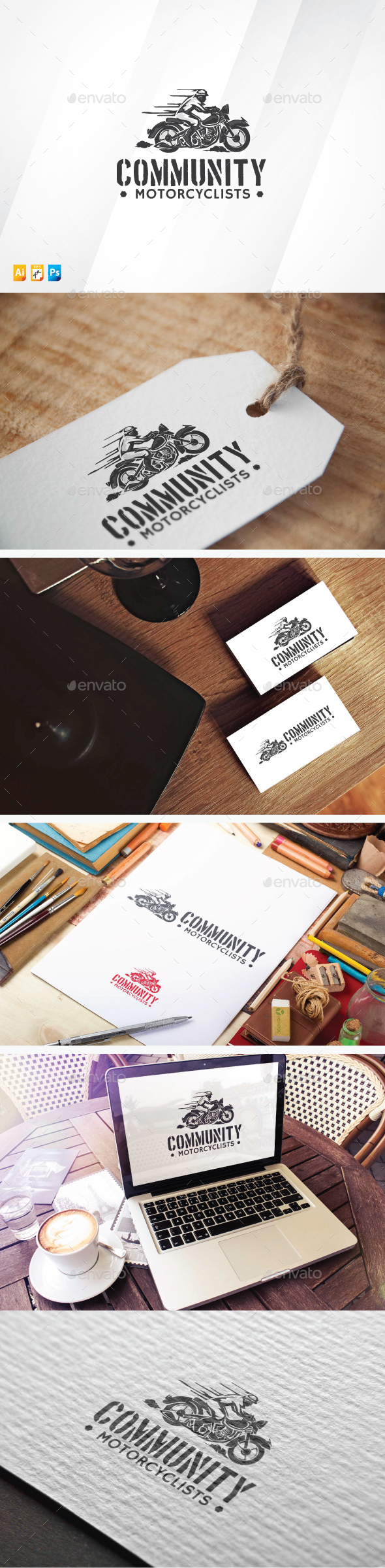 Community Motorcyclists - Humans Logo Templates