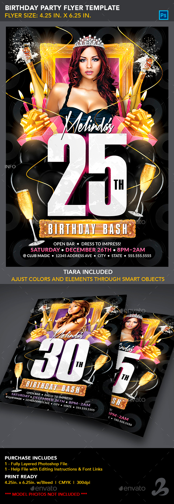 Birthday Party Flyer Template - Clubs & Parties Events