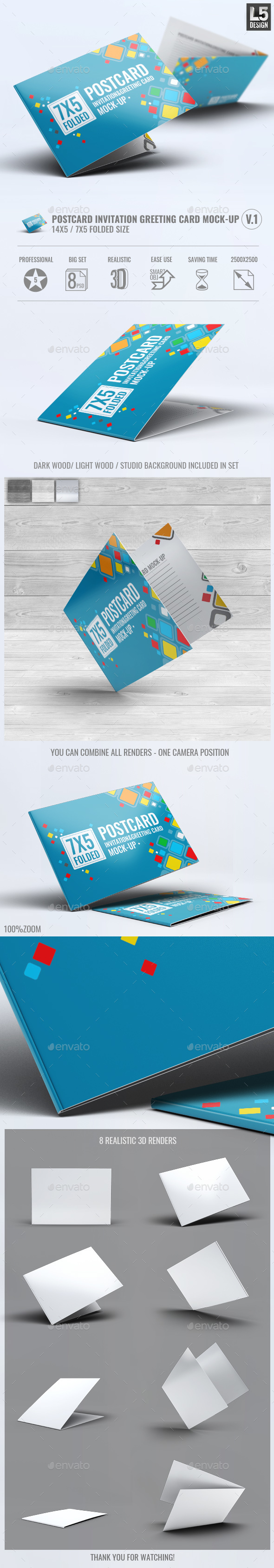 Postcard Invitation Greeting Card Mock-Up V.1 - Miscellaneous Print