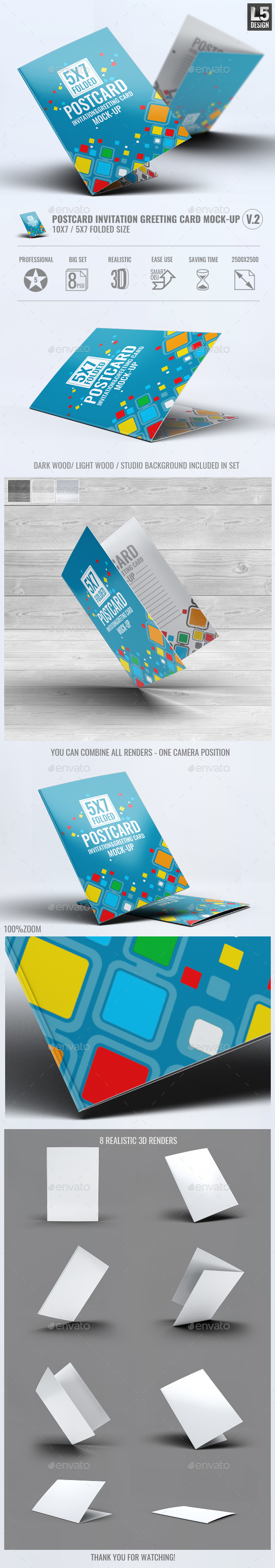 Postcard Invitation Greeting Card Mock-Up V.2 - Miscellaneous Print