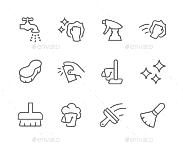Outline Cleaning Icons - Icons