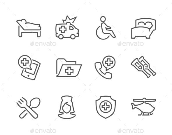 Lined Medical Transportation Icons - Icons