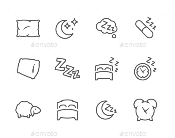 Lined Sleep Well Icons - Icons