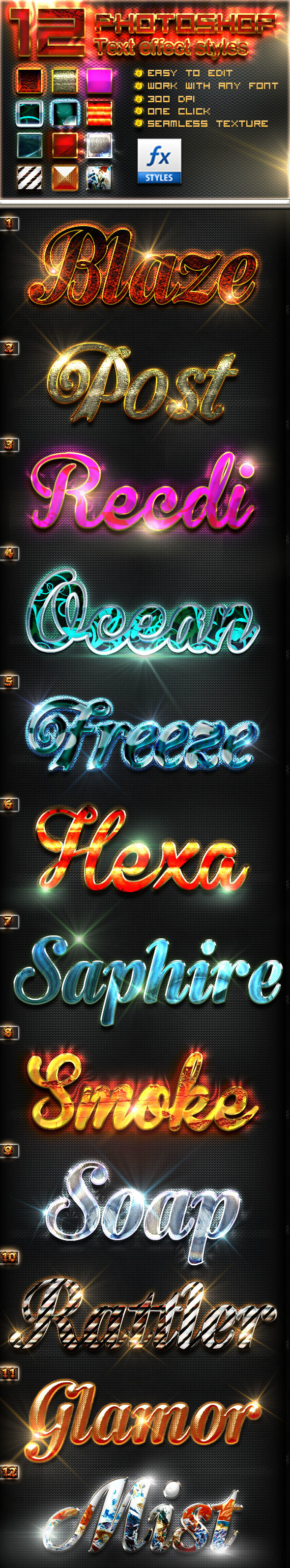New Photoshop Text Styles vol 9 - Text Effects Styles