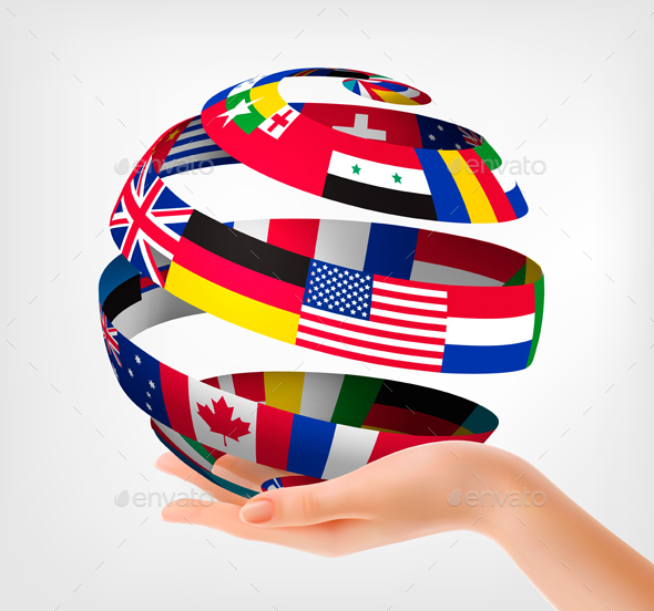 world flags globe