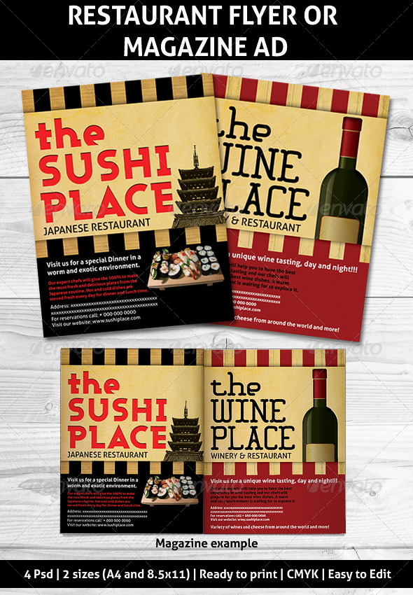 Restaurant Magazine Ads or flyer - Restaurant Flyers