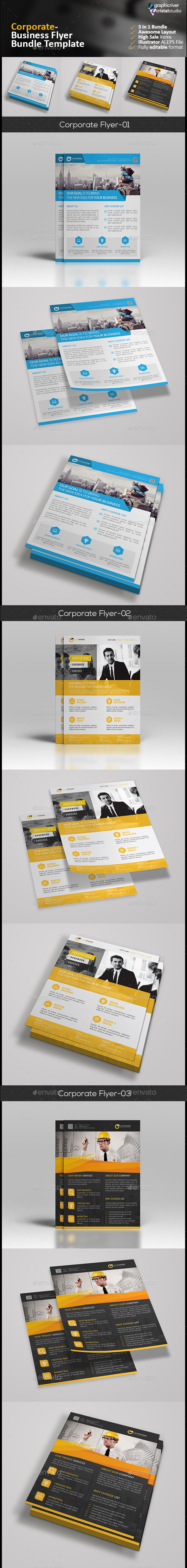 Corporate Flyer Bundle 3 in 1 - Corporate Flyers