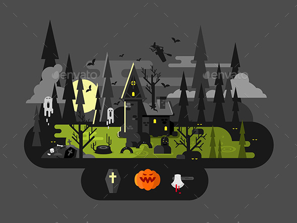 Halloween House At Night - Halloween Seasons/Holidays