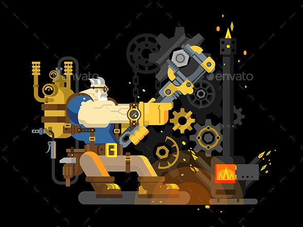 Steam Engineer Working - People Characters
