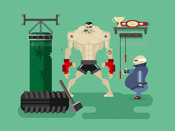 Boxer Character In Training - Sports/Activity Conceptual