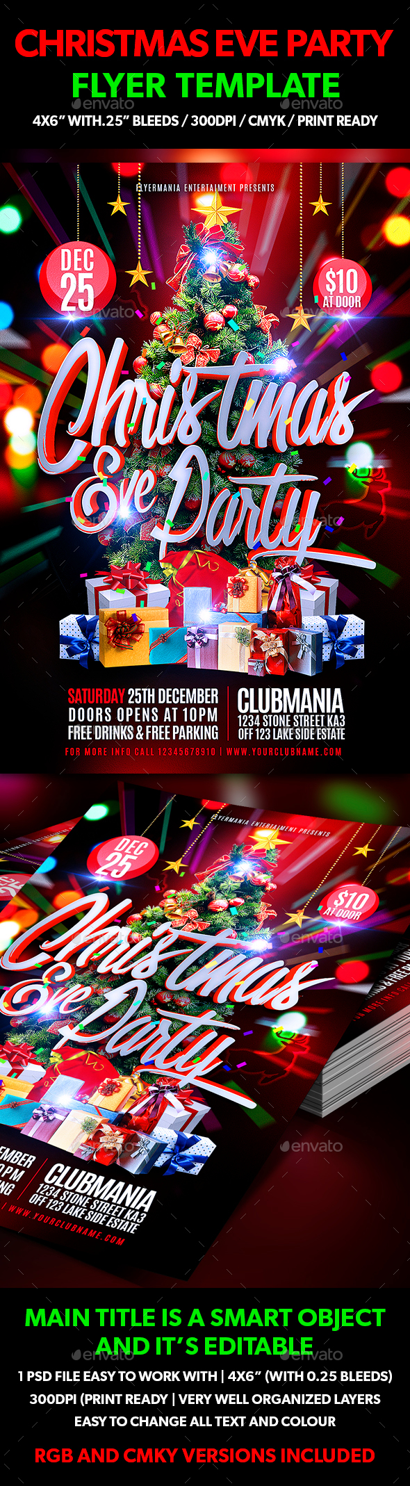 Christmas Eve Party Flyer Template - Flyers Print Templates