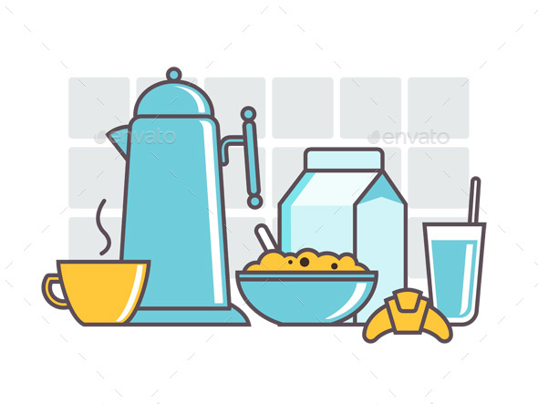 Breakfast Cereal Milk Tea Coffee - Food Objects