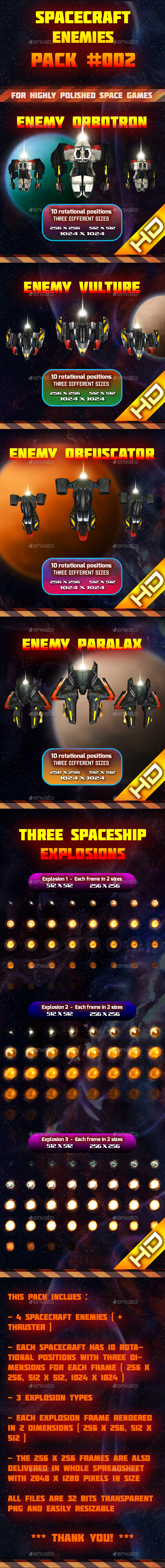 Spaceship Enemy Sprites Pack 002 - Sprites Game Assets