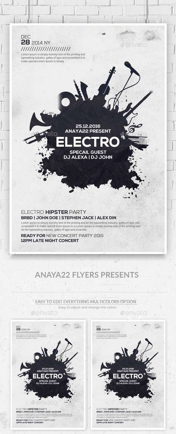 Electro Music Flyer Psd Template - Clubs & Parties Events