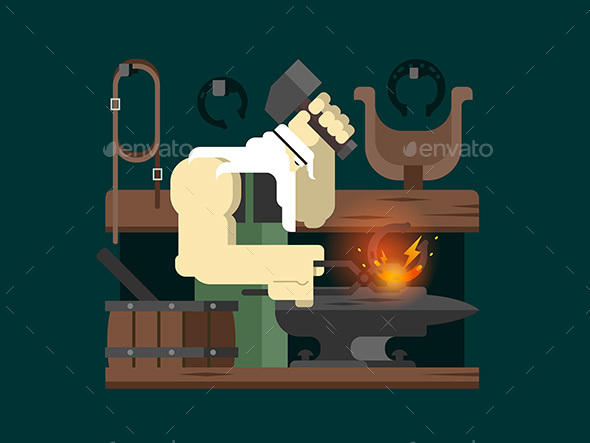 Blacksmith Character Cartoon - People Characters