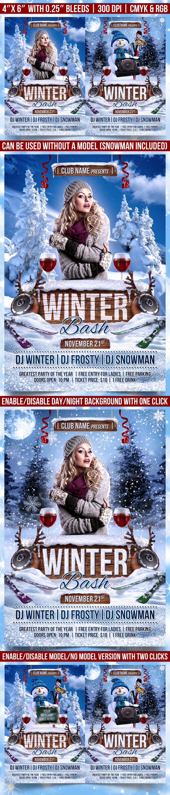 Winter Bash Flyer - Clubs & Parties Events