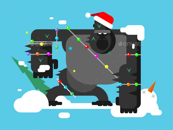 Christmas Gorilla Character - New Year Seasons/Holidays